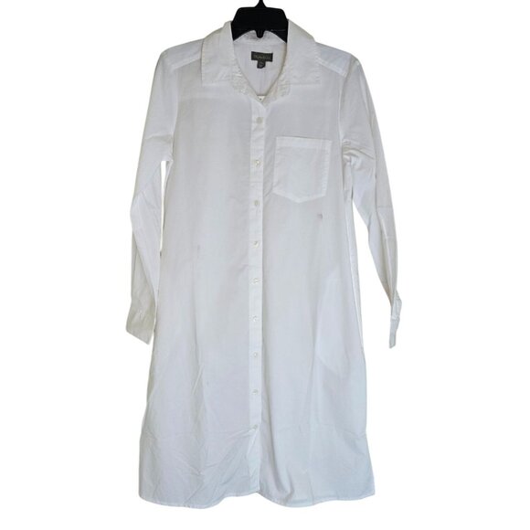 Style & Co. Womens Petite Bright White Button-Down Long-Sleeve Shirt Dress PM Si - Picture 1 of 7